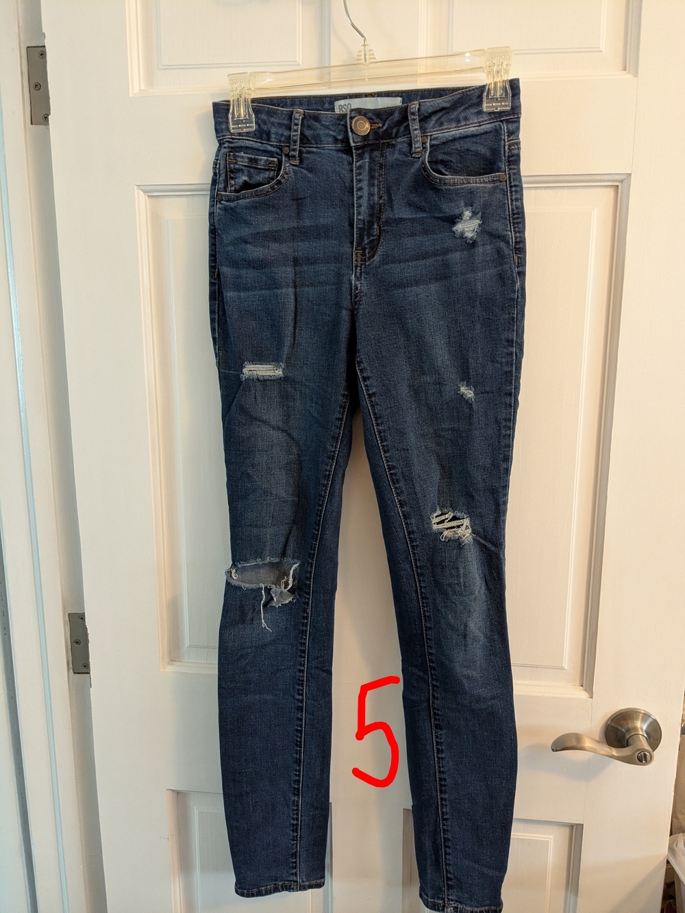 RSQ Dark Blue Distressed High-Rise Skinny Jeans